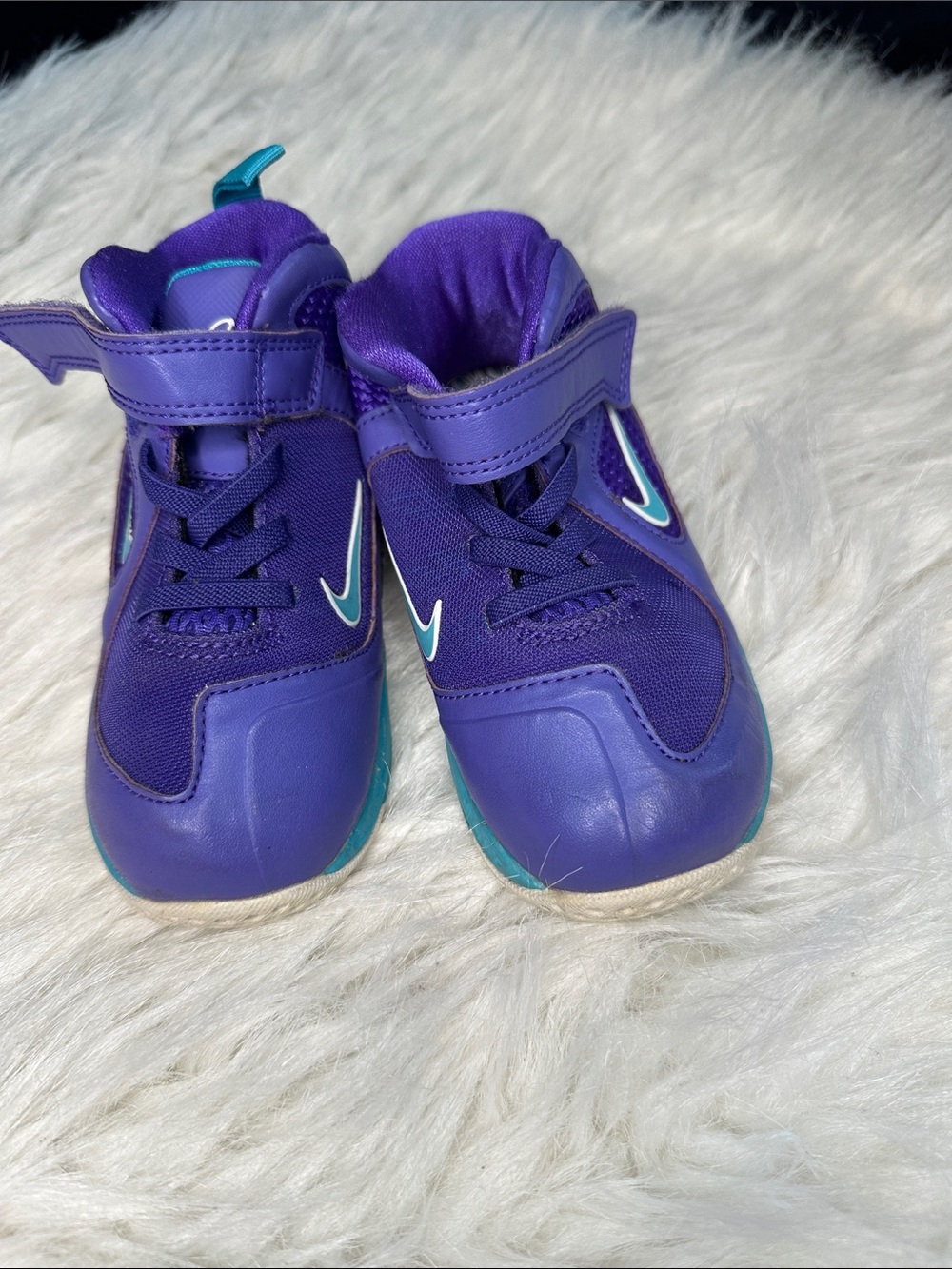 Nike Kids Purple and Teal High-Top Sneakers